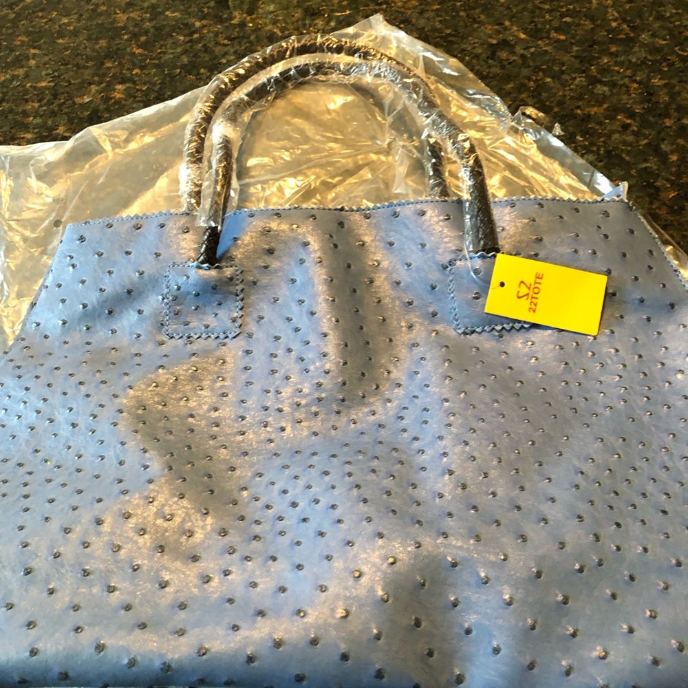 Blue Ostrich like tote brand new
